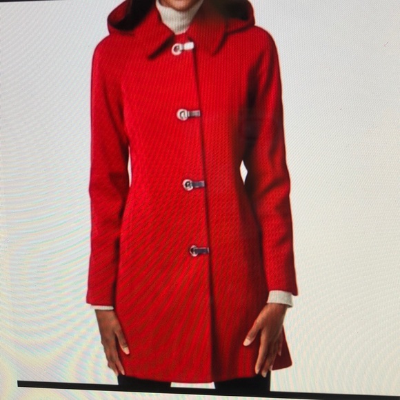 London fog red snap front coat szL - Picture 2 of 14